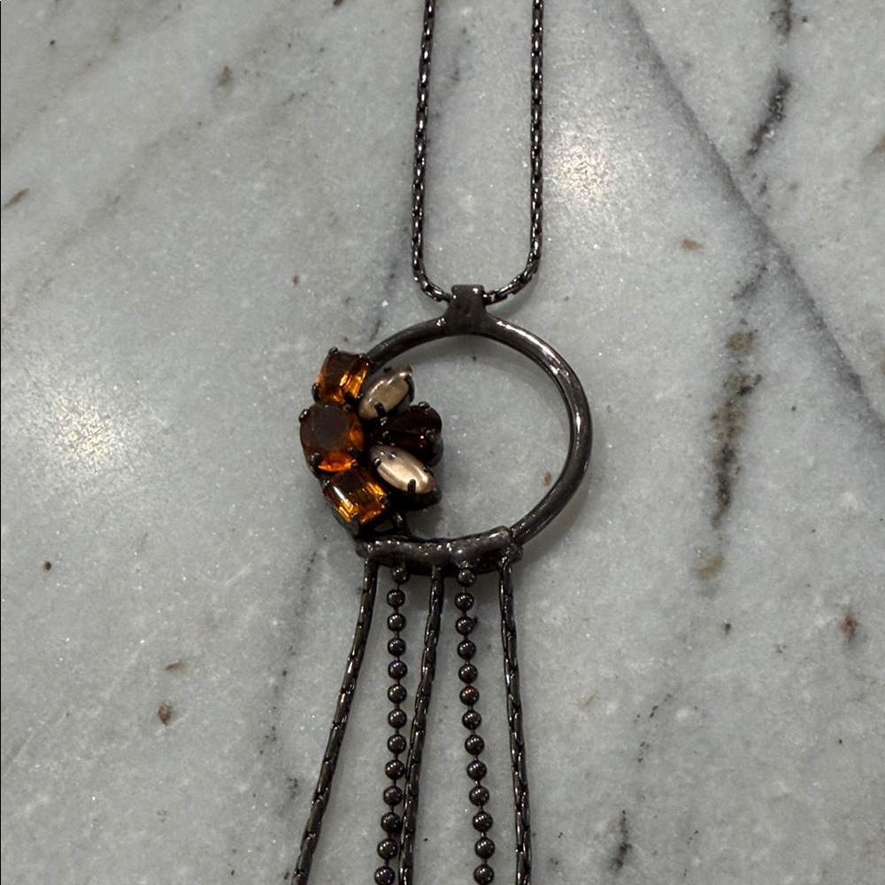 Elegant Gold and Brown Pendant Necklace